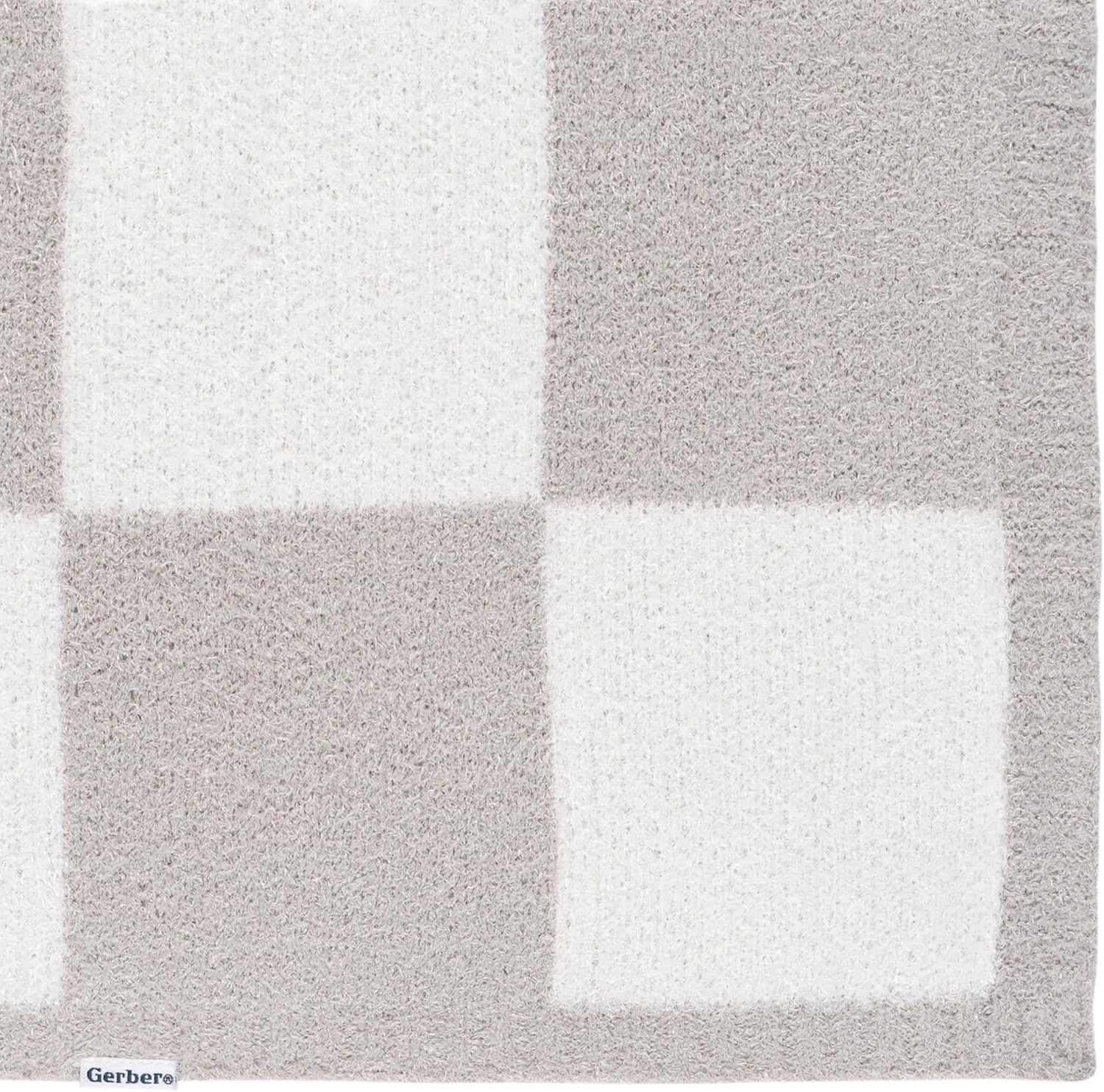 Gerber Unisex Baby Cozy Soft Silky Mink Checkerboard Grid Blanket, Tan Check, One Size