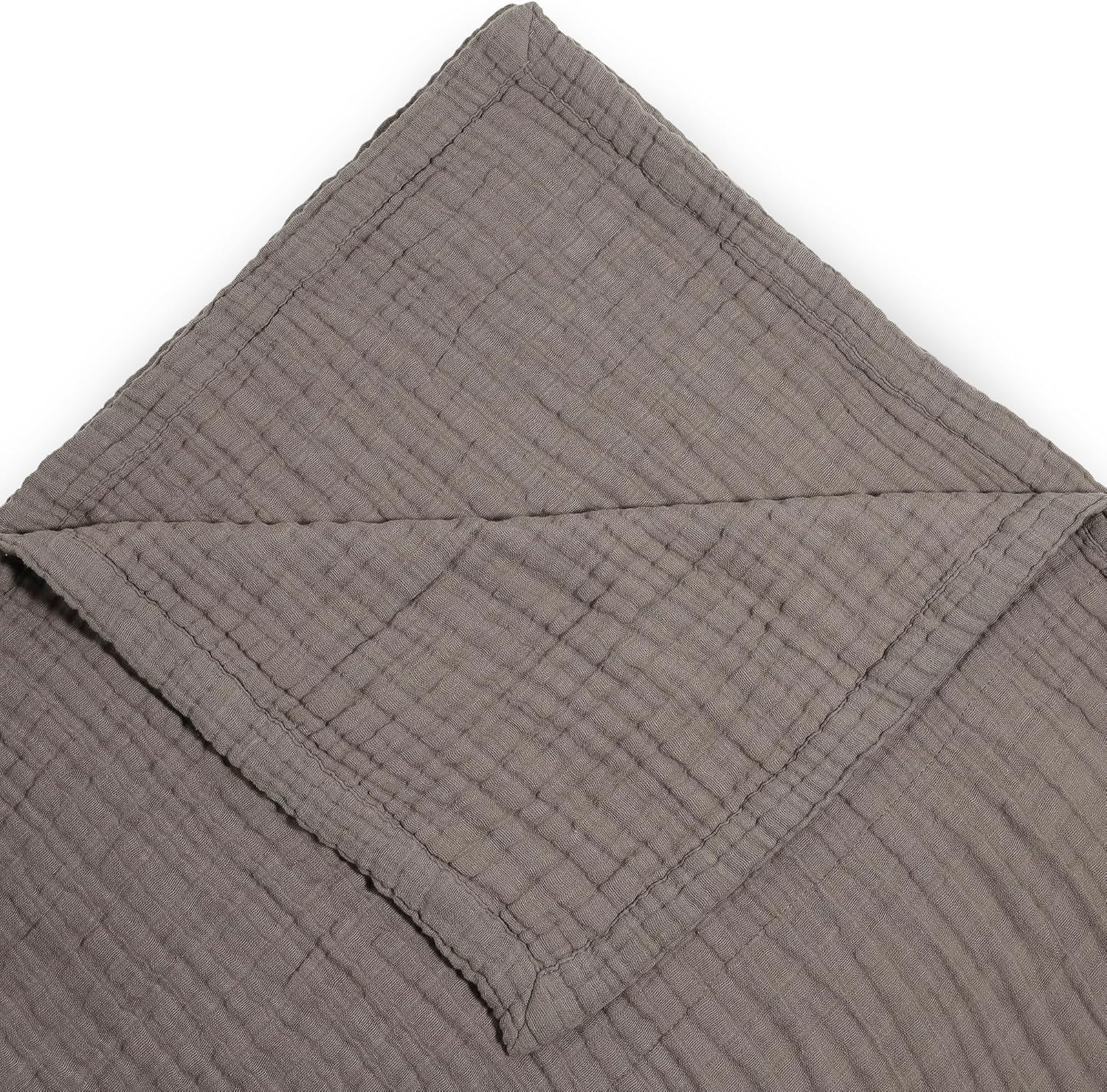 Little Unicorn Premium Quilted Throw | Super Soft, Multi-Layered Muslin XL Blanket| Great for Kids & Families (Mocha)