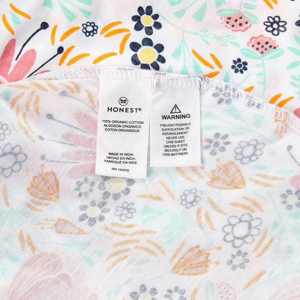HonestBaby Girls Organic Cotton Changing Pad Cover, Flower Power, One Size