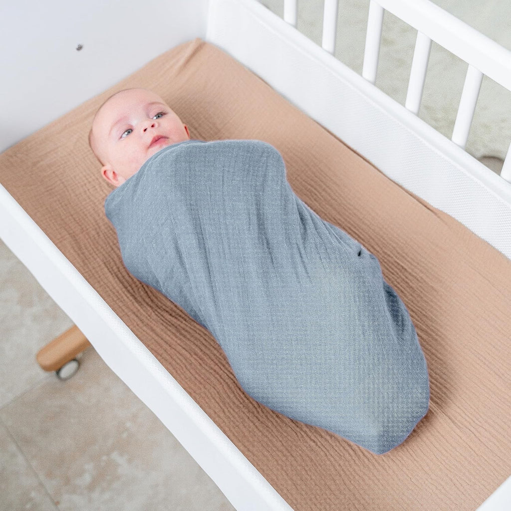 Comfy Cubs Muslin Swaddle Blankets Pack of 1 - 47 x 47 Inch Soft Cotton Baby Blanket Set, Large Multipurpose Wraps for Newborns - Self-Soothing Swaddles for Newborns - Pacific Blue