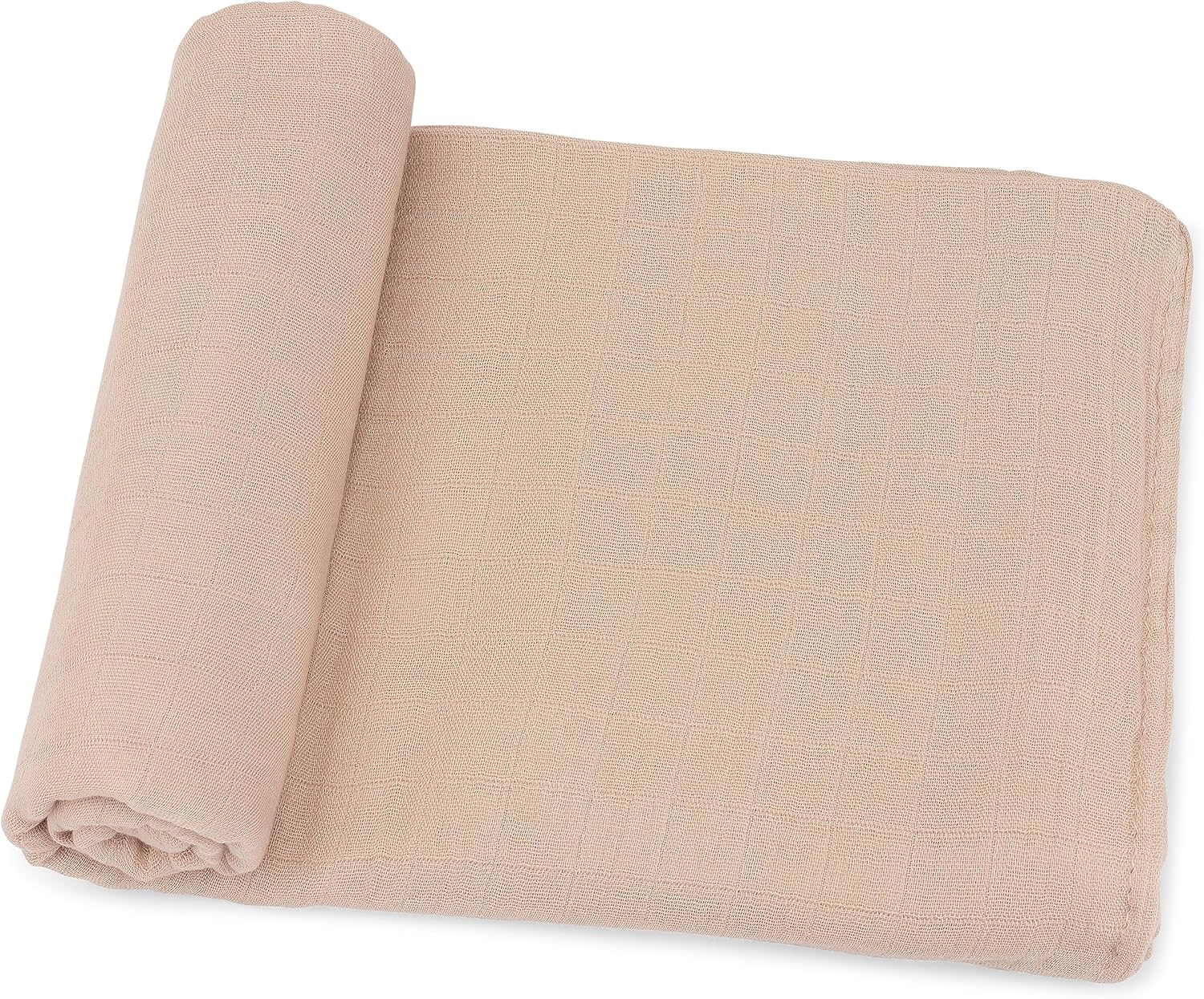 Comfy Cubs Muslin Swaddle Blankets Pack of 1 - 47 x 47 Inch Soft Cotton Baby Blanket Set, Large Multipurpose Wraps for Newborns - Self-Soothing Swaddles for Newborns - Blush