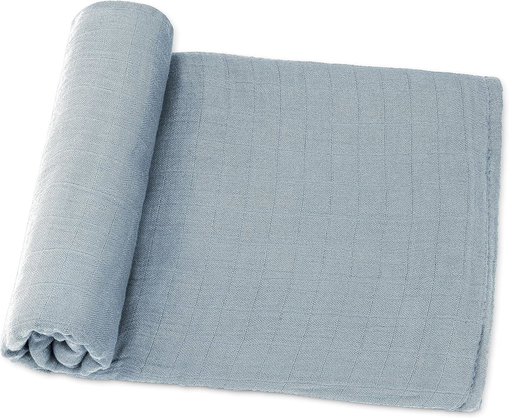 Comfy Cubs Muslin Swaddle Blankets Pack of 1 - 47 x 47 Inch Soft Cotton Baby Blanket Set, Large Multipurpose Wraps for Newborns - Self-Soothing Swaddles for Newborns - Pacific Blue