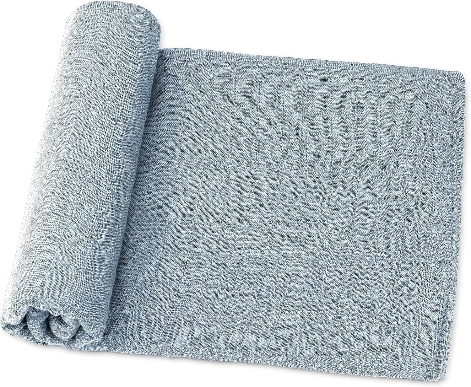 Comfy Cubs Muslin Swaddle Blankets Pack of 1 - 47 x 47 Inch Soft Cotton Baby Blanket Set, Large Multipurpose Wraps for Newborns - Self-Soothing Swaddles for Newborns - Pacific Blue