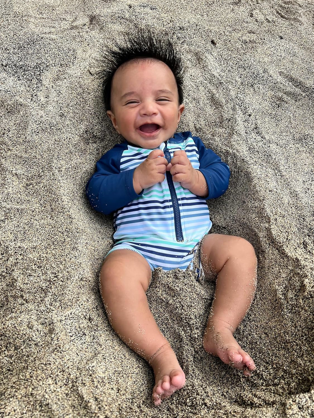 RUGGEDBUTTS Baby/Toddler Boy Swimsuit, One Piece Zipper Rash Guard Sunsuit with UPF 50+ Sun Protection