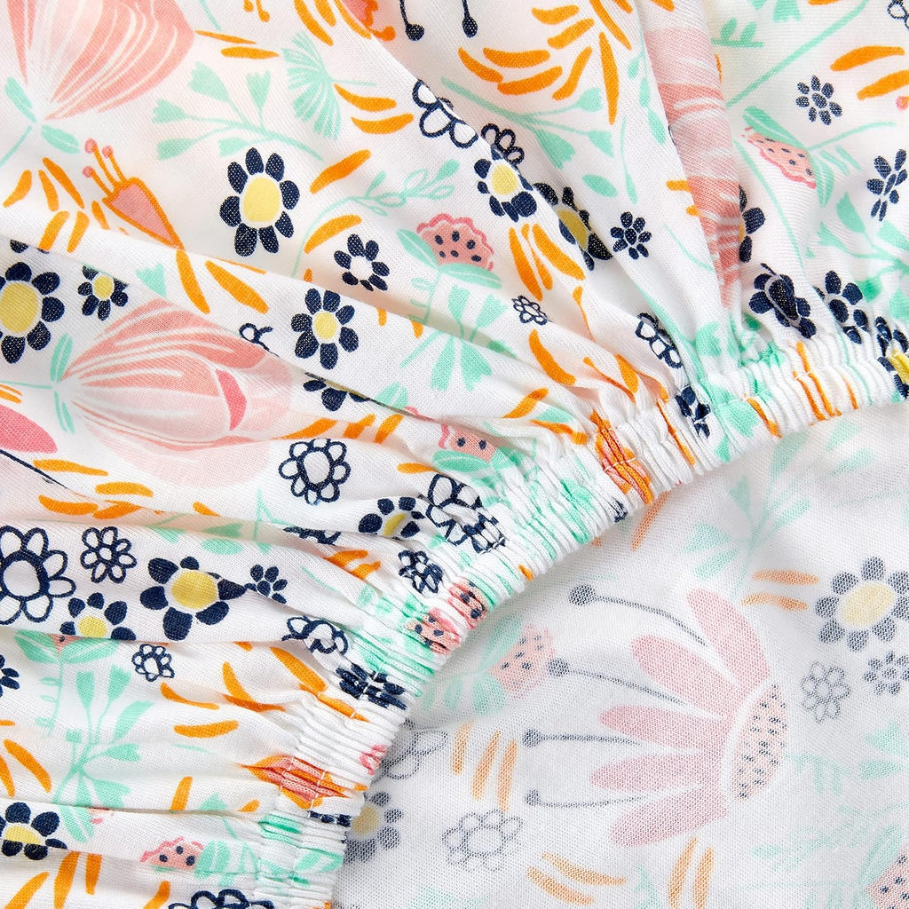 HonestBaby Girls Organic Cotton Changing Pad Cover, Flower Power, One Size